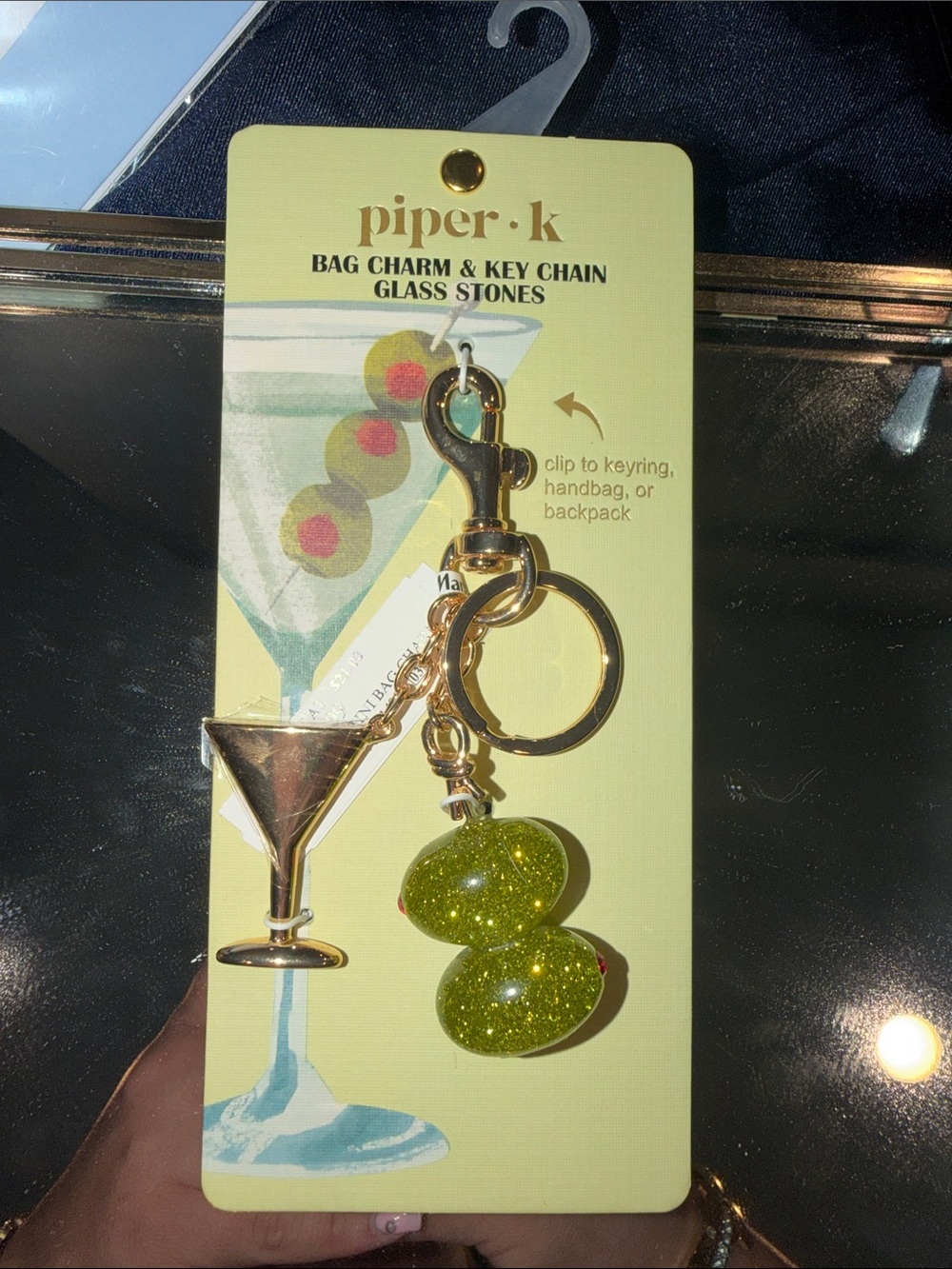 Gold Olive Martini Bag Charm